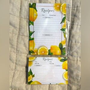 Lemon Themed Recipe Cards - BRAND NEW